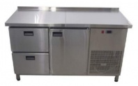 Фото с видом Холодильный стол 1 дверь + 2 ящика 1400х600х850 мм Tehma